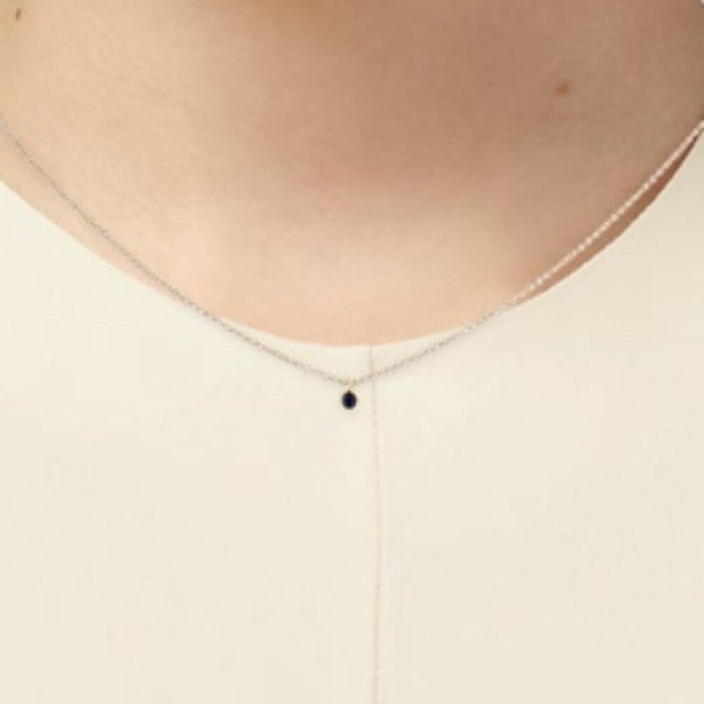 EF COLLECTION 14K YELLOW GOLD  SAPPHIRE PENDANT NECKLACE - Picture 7 of 9